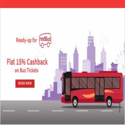Redbus Offers & Coupon Code: Flat Rs.200 Cashback + Extra 15% OFF